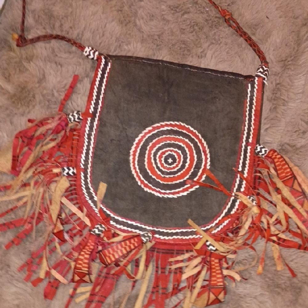 Artisan Fringe Leather Crossbody Bag - Earth Tones